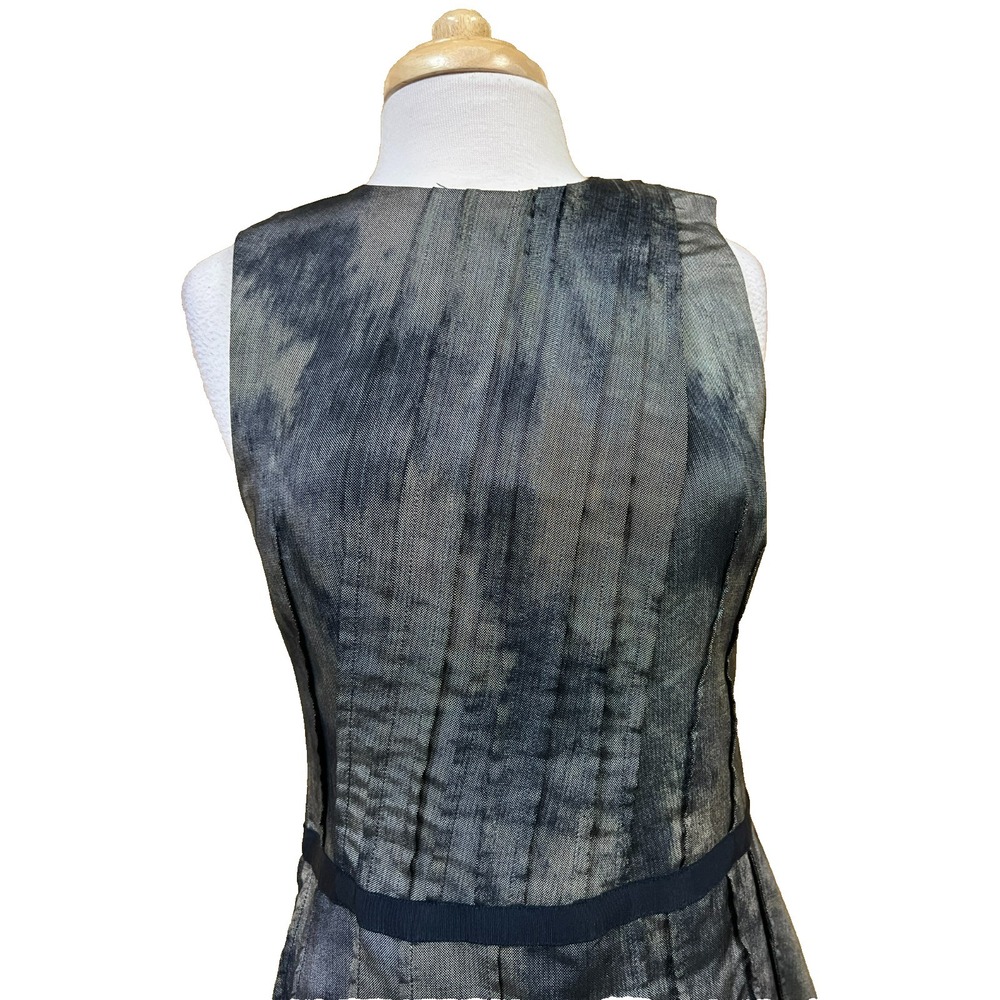 VERONIKA MAINE Fit & Flare Dress Gray Watercolor Pintucks Sleeveless Lined SZ 14 - Picture 6 of 17